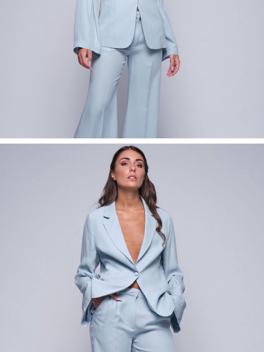Tailored Miawhite Light Blue Women's Single-button Blazer & Pants